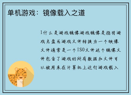 单机游戏：镜像载入之道